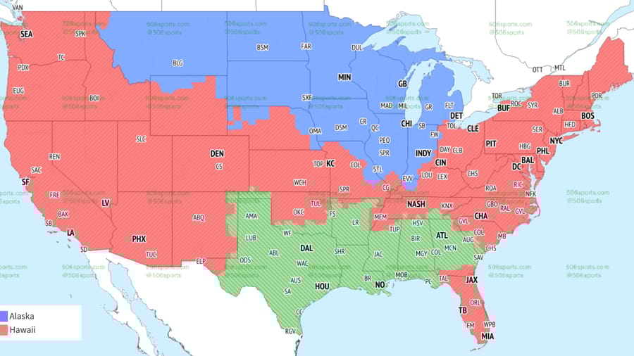Week 6 NFL coverage map